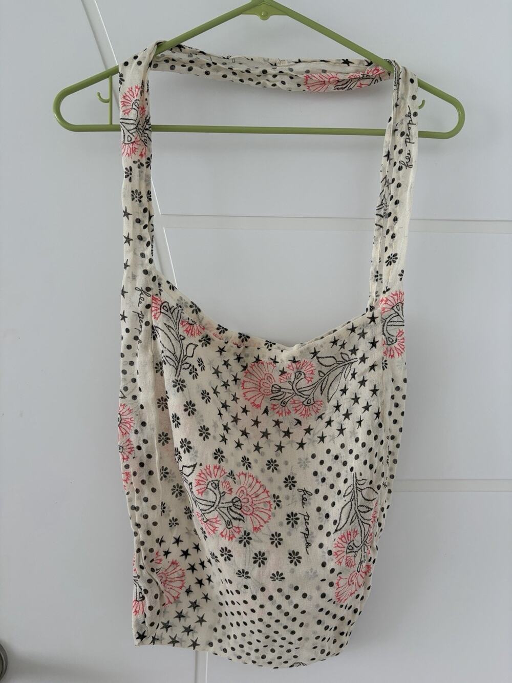 Free People Floral Shopper Tote Boho Cottagecore Farmers Market Beach Bag
